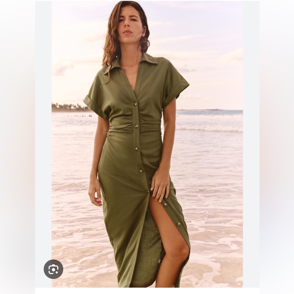 Zara Olive Green Button-Down Dress (1 day sale!)